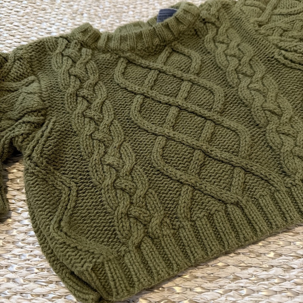 Vintage Kiks Infant Baby Green Fisherman's Cotton Sweater. 12 Months. Minimalist